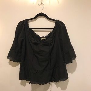 Navy Scalloped Blouse